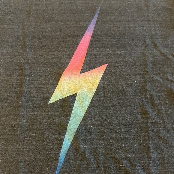 Aviator Nation Kids Navy Tee – Multicolor Rainbow Lightning Bolt, Size 10 - Picture 2 of 7
